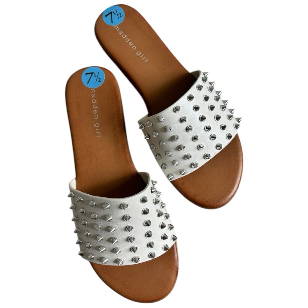 Madden Girl White Studded Slide Sandals